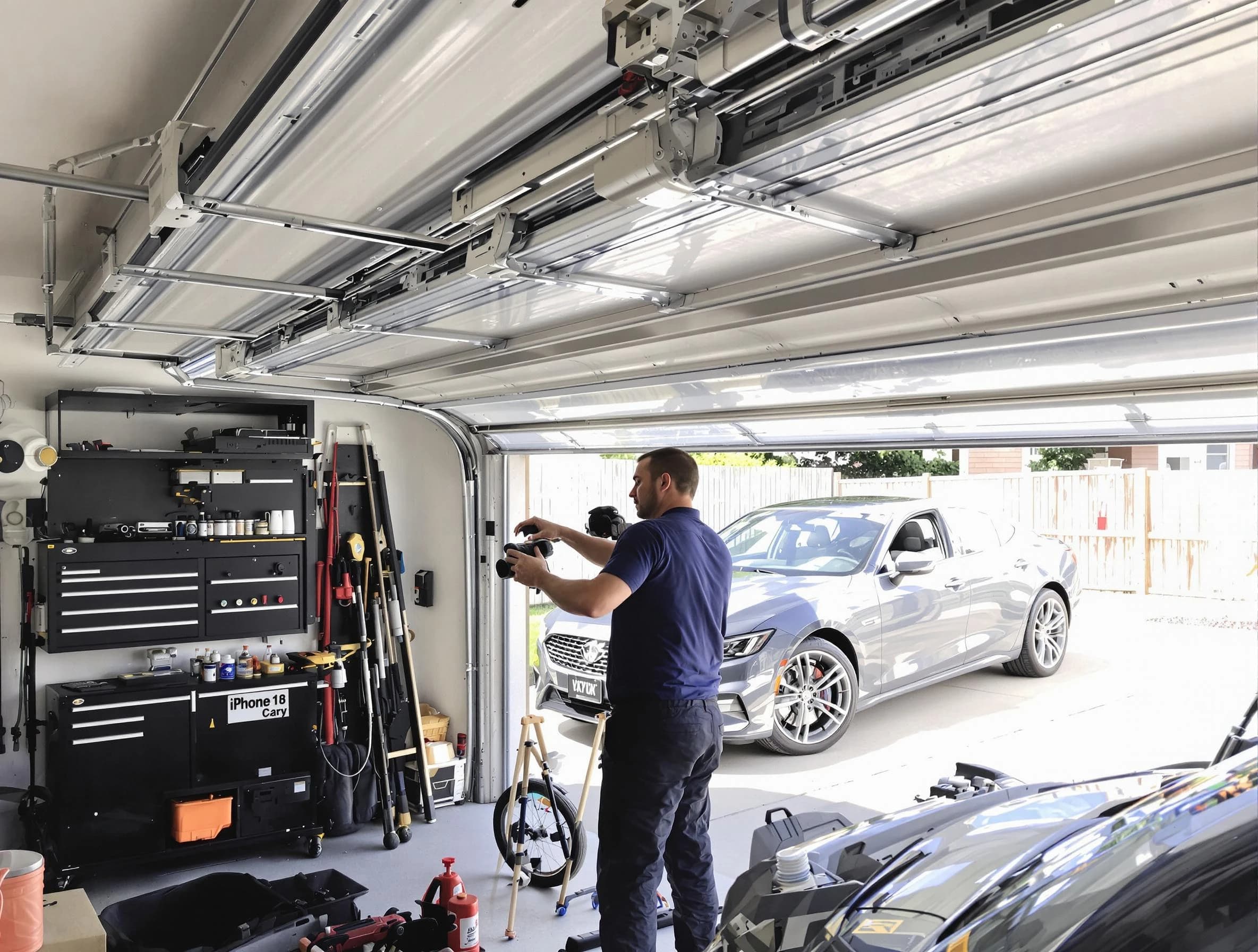 Mableton Garage Door Repair technician fixing noisy garage door in Mableton