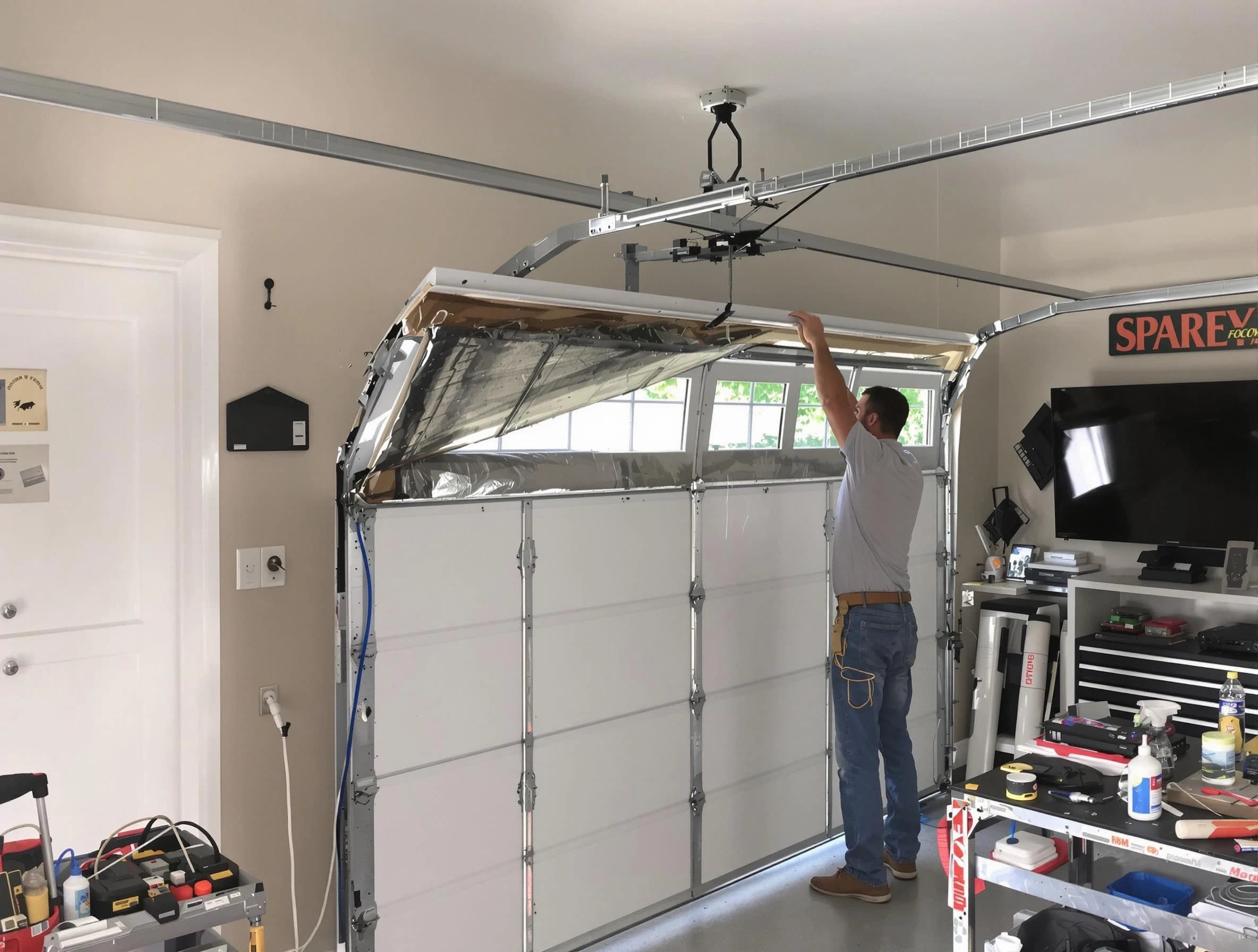 Garage door section replacement by Mableton Garage Door Repair in Mableton