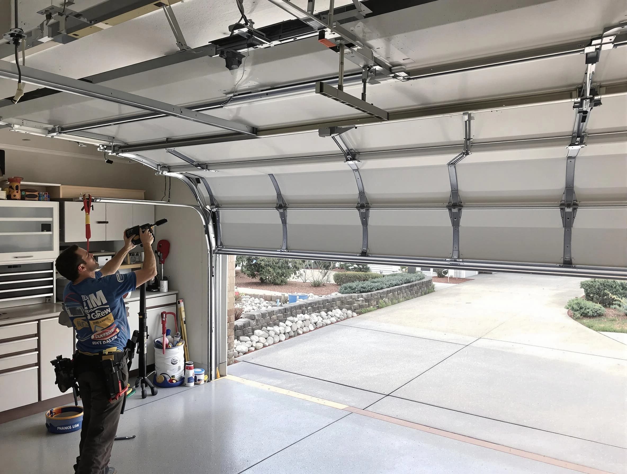 Garage door track repair service by Mableton Garage Door Repair in Mableton