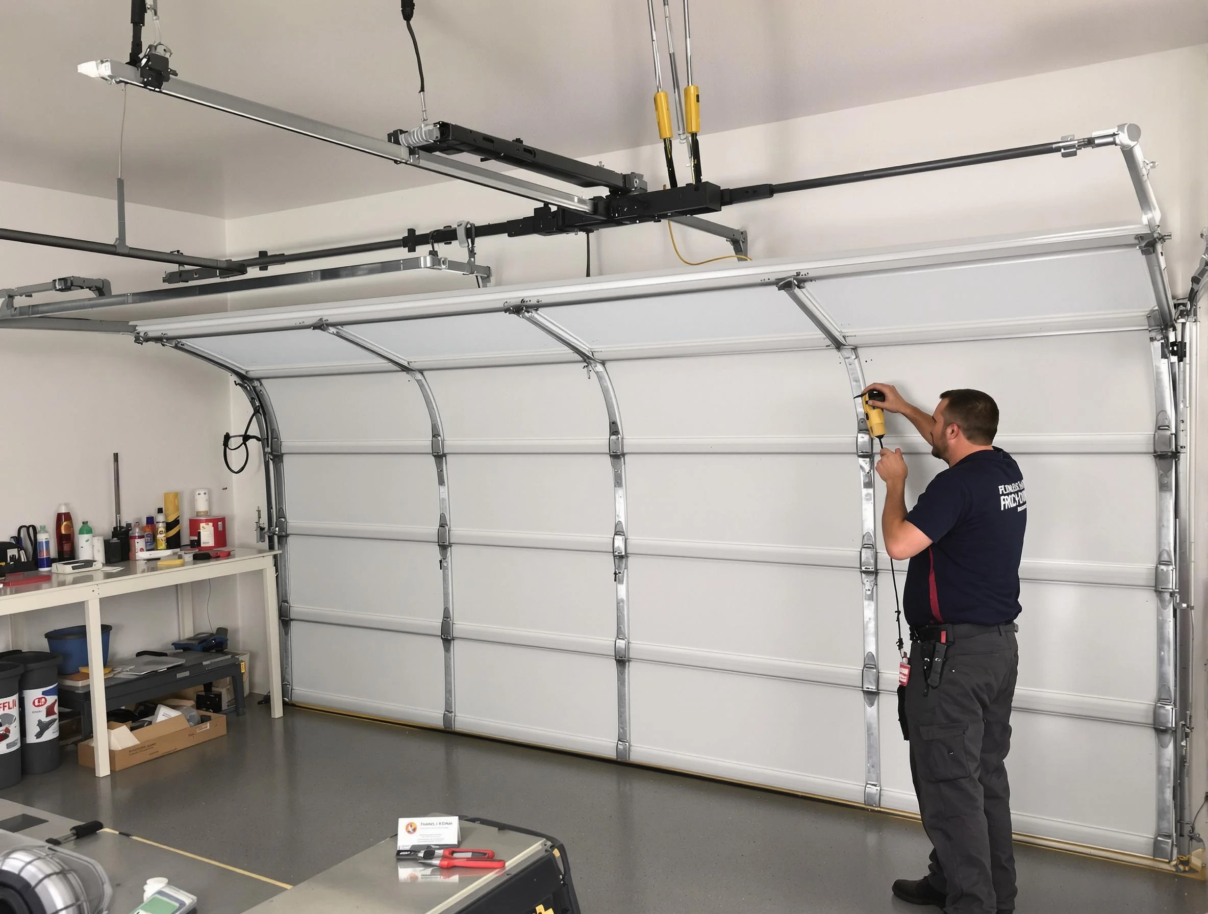 Mableton Garage Door Repair certified technician performing overhead door system repair in Mableton