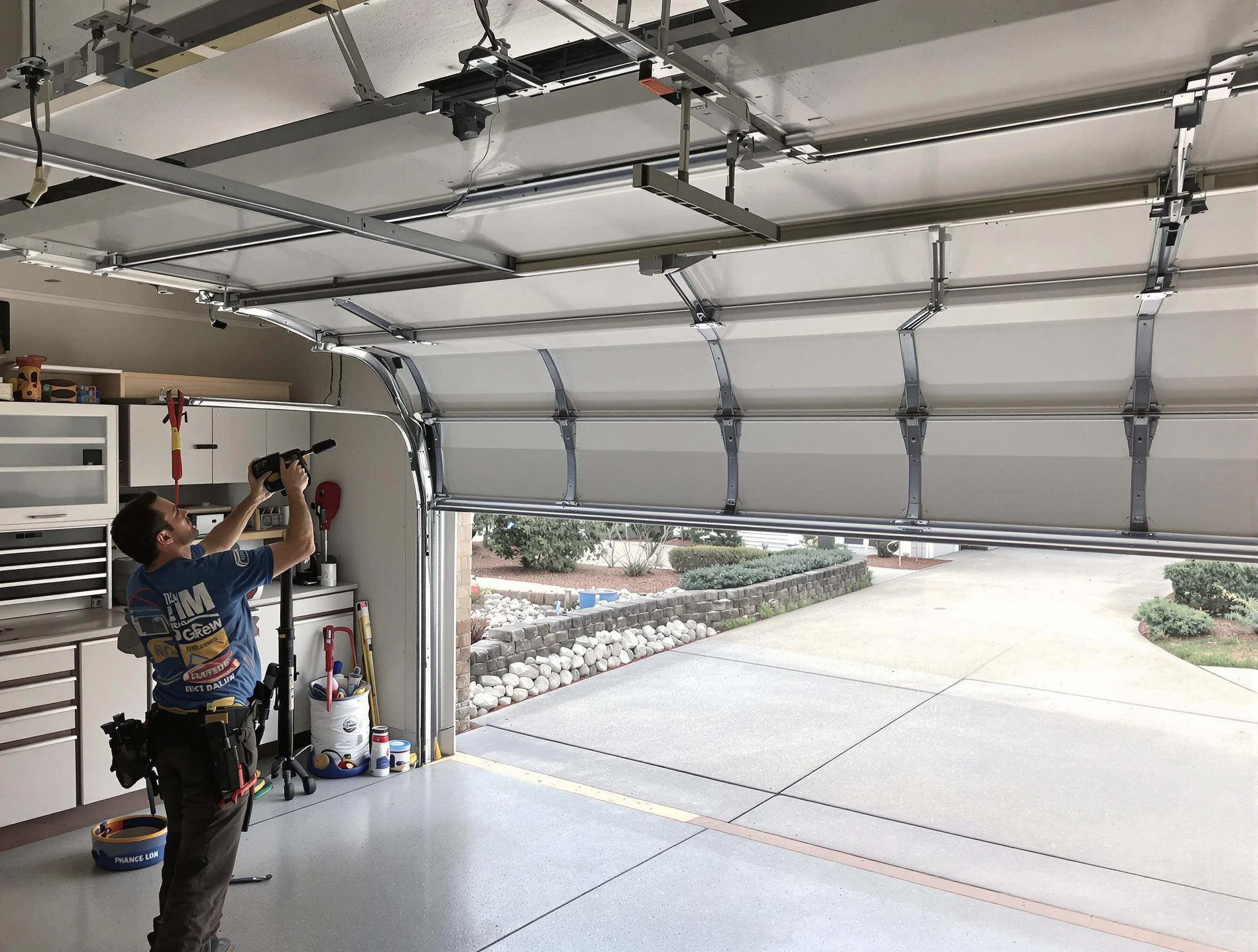 Garage door track repair service by Mableton Garage Door Repair in Mableton